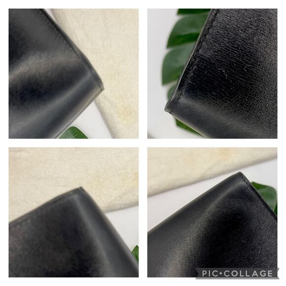 Chanel Black Leather Clutch CC 24kt Gold Plated Logo Vintage Evening Night Out - Picture 9 of 13